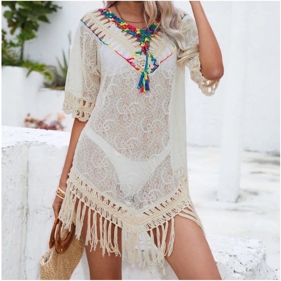 Boho Lace Crochet Beach Cover up - Picture 3 of 3